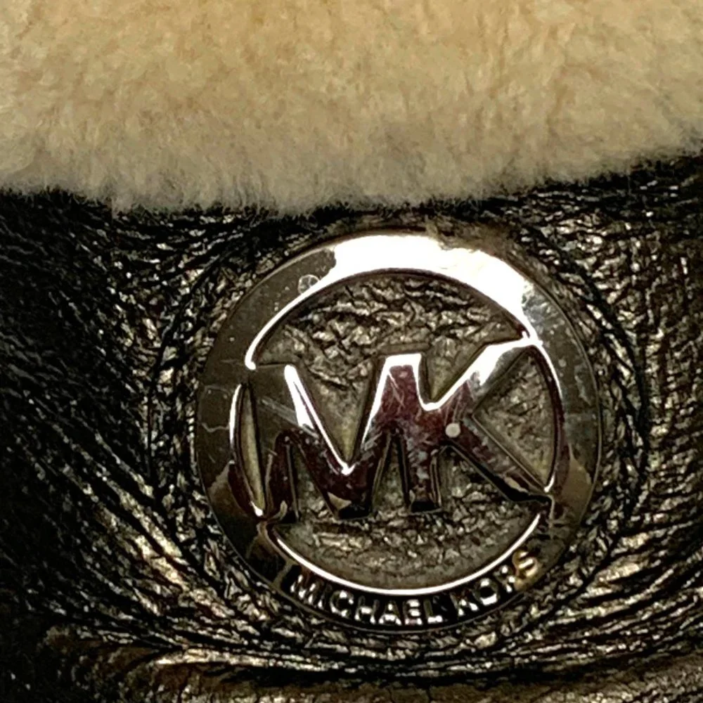 Michael Kors Metallic Leather Genuine‎ Shearling lined Slippers